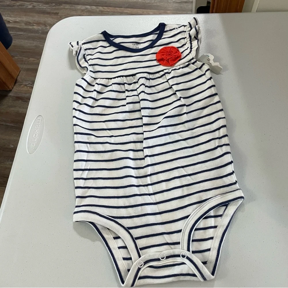 Carter's Navy and White Striped One Piece